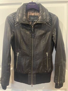 Mackage & Aritzia Lamb Leather Bomber Jacket black XS
